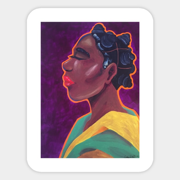 Woman With Bantu Knots Sticker by LadybugDraws